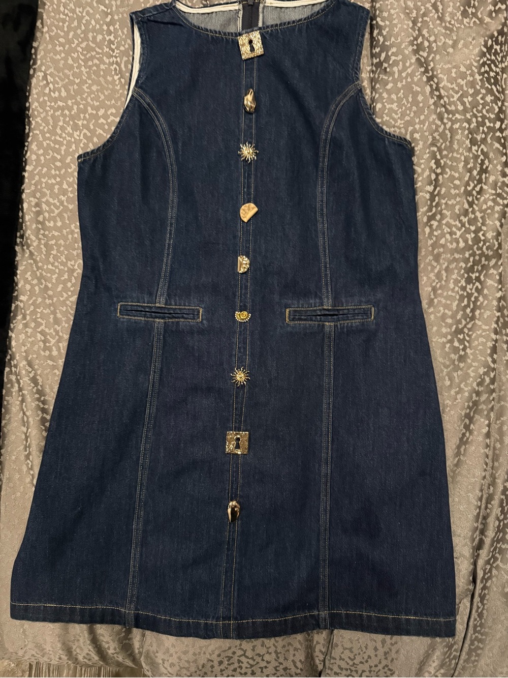 Commense Metal Detail Denim Sleeveless Mini Dress - XL - Picture 7 of 13
